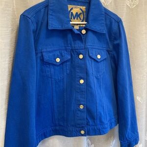 Michael Kors Royal Blue Denim Jacket with Gold Buttons